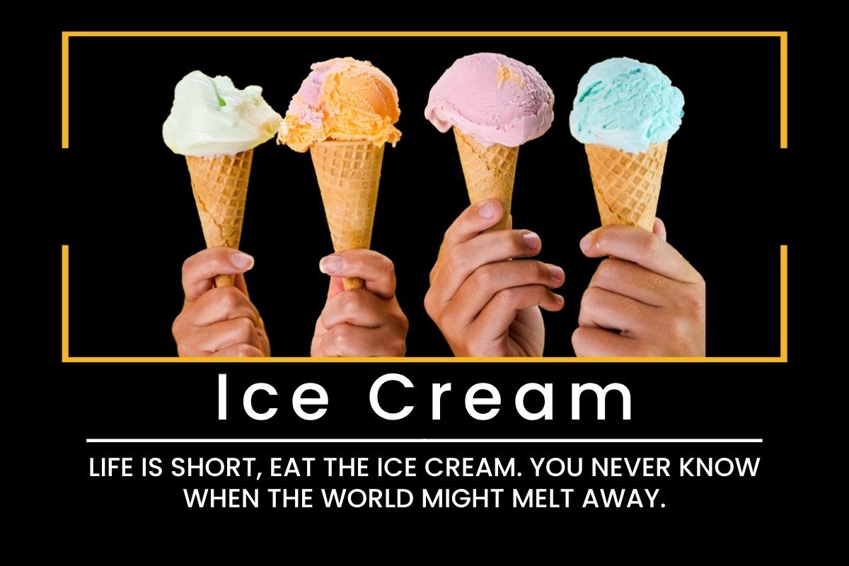 Ice Cream: Life is short, eat the ice cream. You never know when the world might melt away.